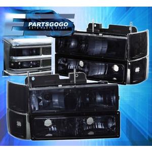 USコーナーライト スモーク94-98 C10 C / K 1500 2500 3500郊外のタホ3Pcヘッドライト+バンパー+コーナー Smoked