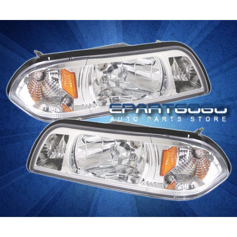 USコーナーライト 87-93フォードマスタングクロームアンバー1PCヘッドライト8 LED 6000K DRLフォグランプ 87-93 Ford M
