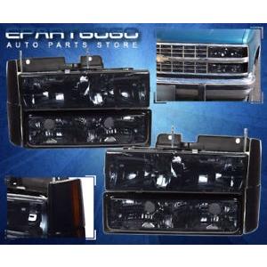 USコーナーライト 88-93 C10ブレーザシルバラード郊外スモーク8Pcヘッドライト+コーナーバンパーランプ 88-93 C10 Blazer S