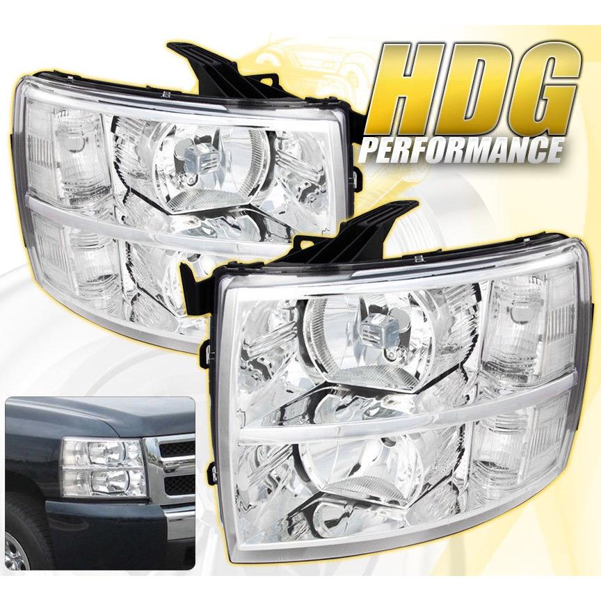 USコーナーライト 07-14シルバラード交換用ヘッドライトランプペア組立ユニットクローム 07-14 SILVERADO REPLACEMENT D