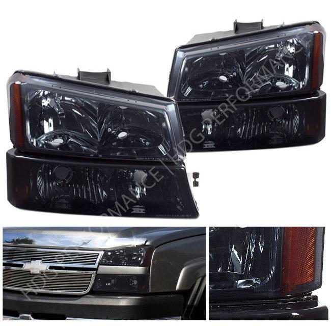 US隅っこともし火 03-06 Chevy Silverado 1500 2500スモークレンズアンバーヘッドライト+バンパー照明ランプ 03-06 Ch 車、バイク、自転車-その他ライト-ライト、レンズ