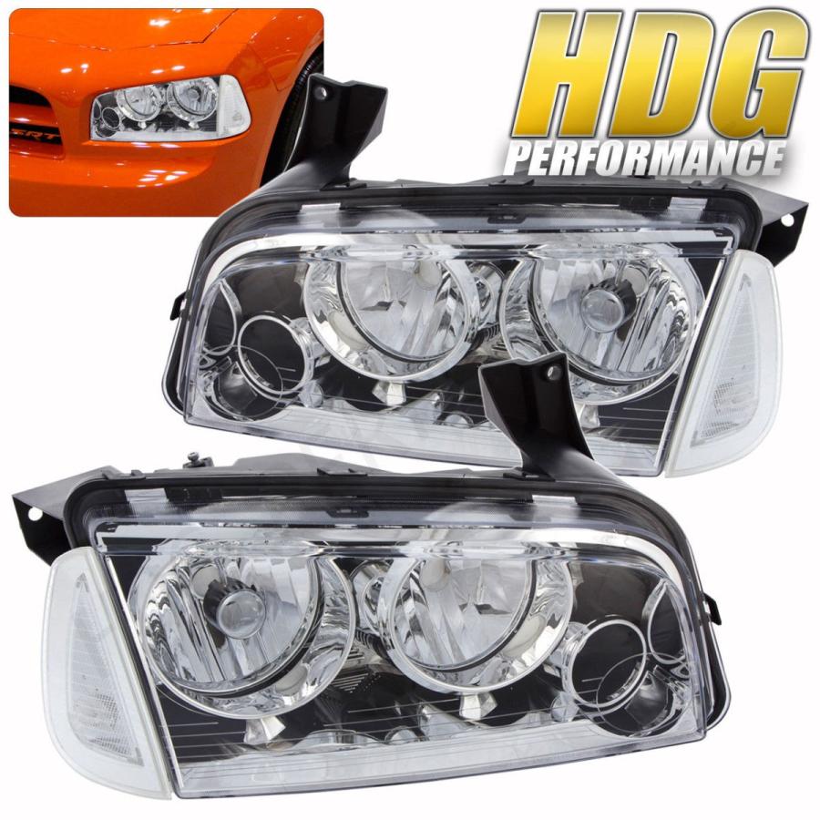 USコーナーライト 2006-2010ダッジチャージャーフロントクロームヘッドライトクリアコーナー交換ペア 2006-2010 Dodge Charg
