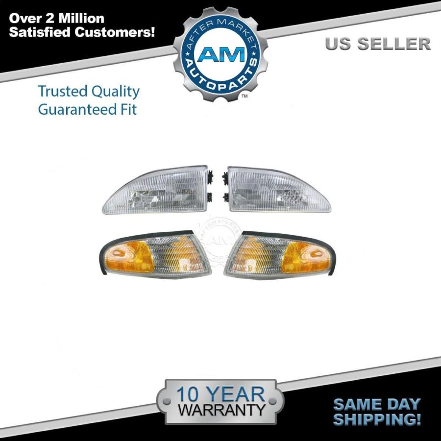 USコーナーライト ヘッドライト＆amp; 駐車コーナーライト左＆amp; 右ペアは94-98フォードマスタングにセット Headlights \u0026am