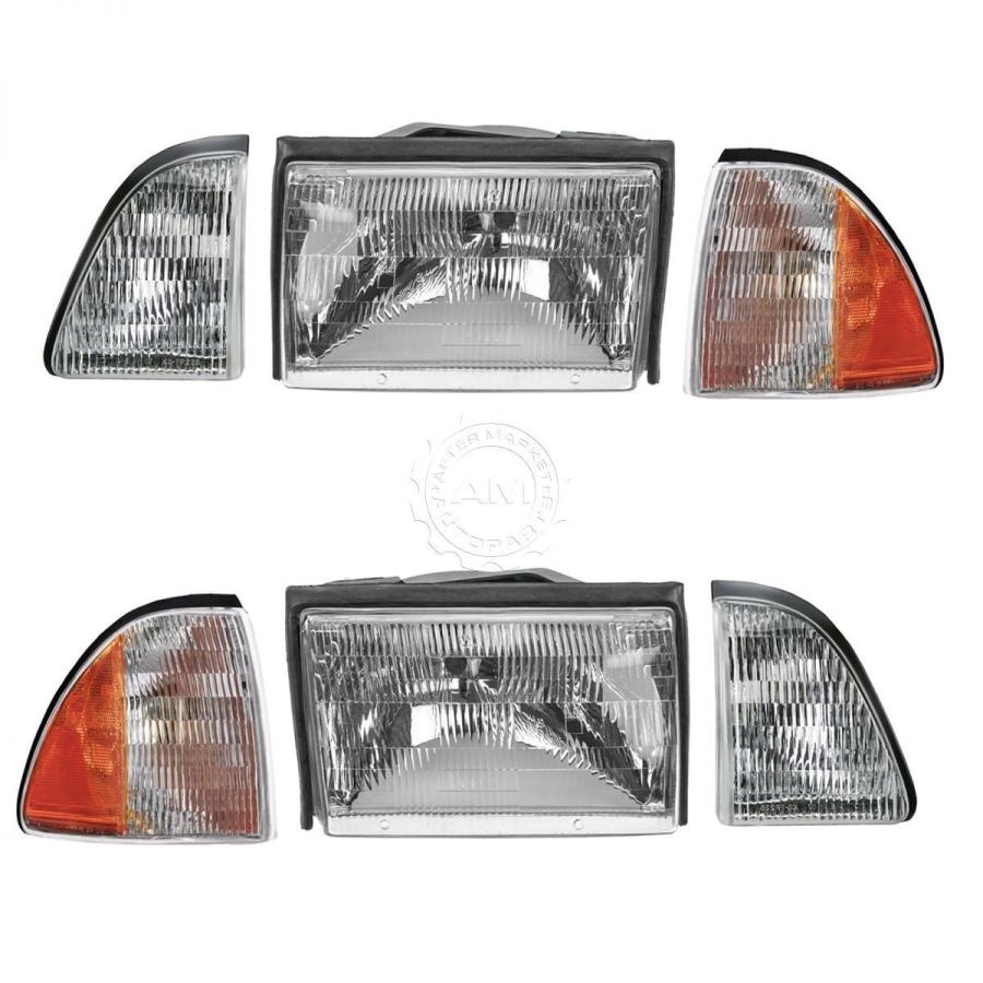 USコーナーライト ヘッドライトヘッドランプフロントパーキングコーナーライト87-93マスタング用6 Pcセットキット Headlights Head