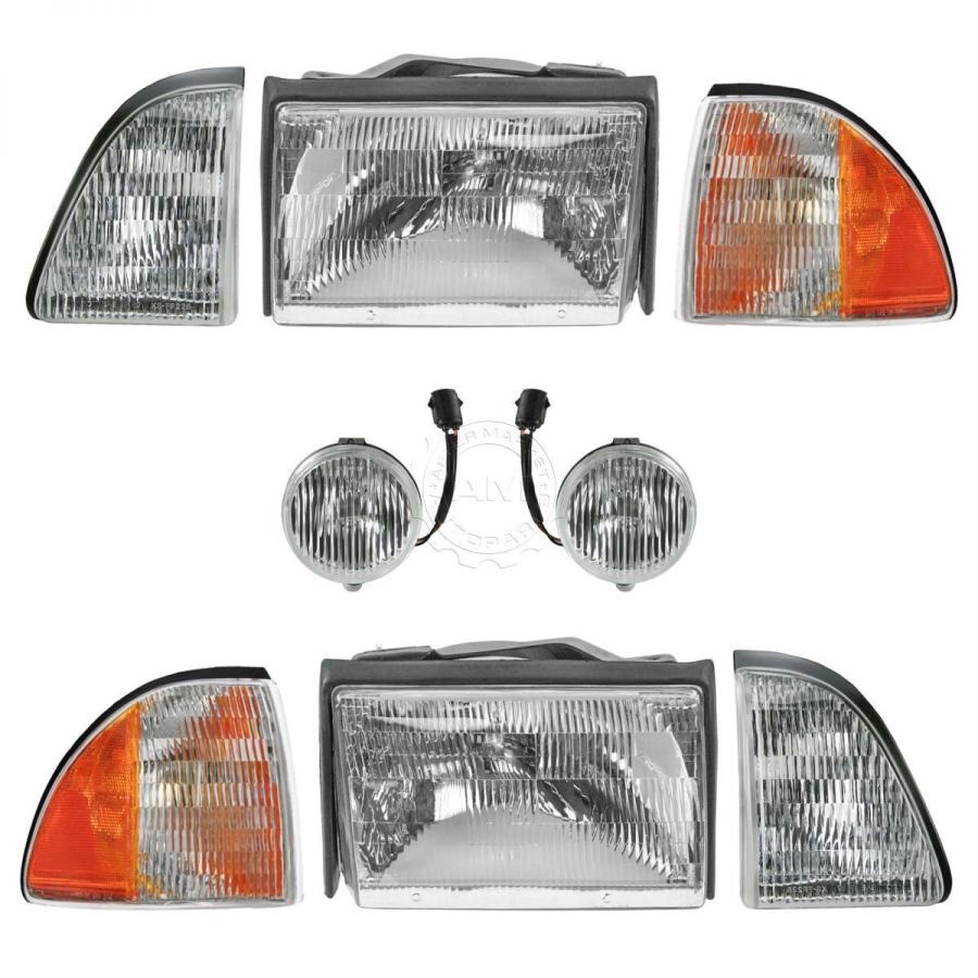USコーナーライト ヘッドライトパーキングフォグターンシグナルライトキット87-93 Ford Mustang用8ピースセット Headlight P