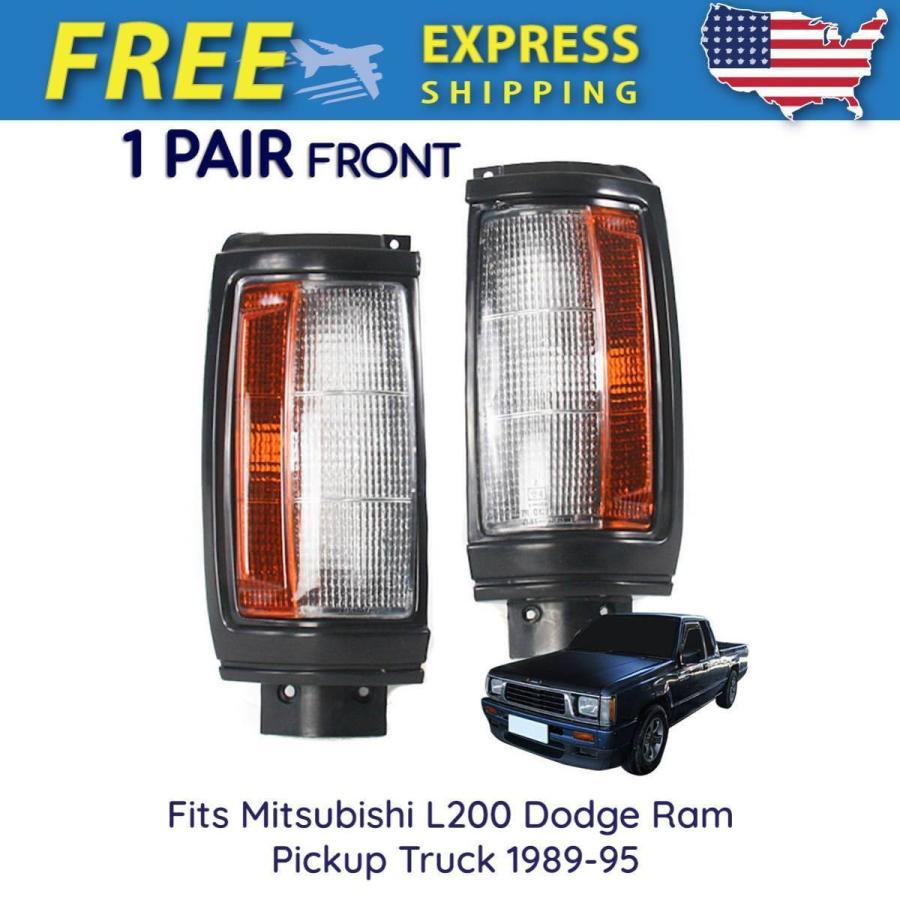 USコーナーライト ペアコーナーライトターンランプフィット三菱L200ドッジラムピックアップトラック1989-95 Pair Corner Light