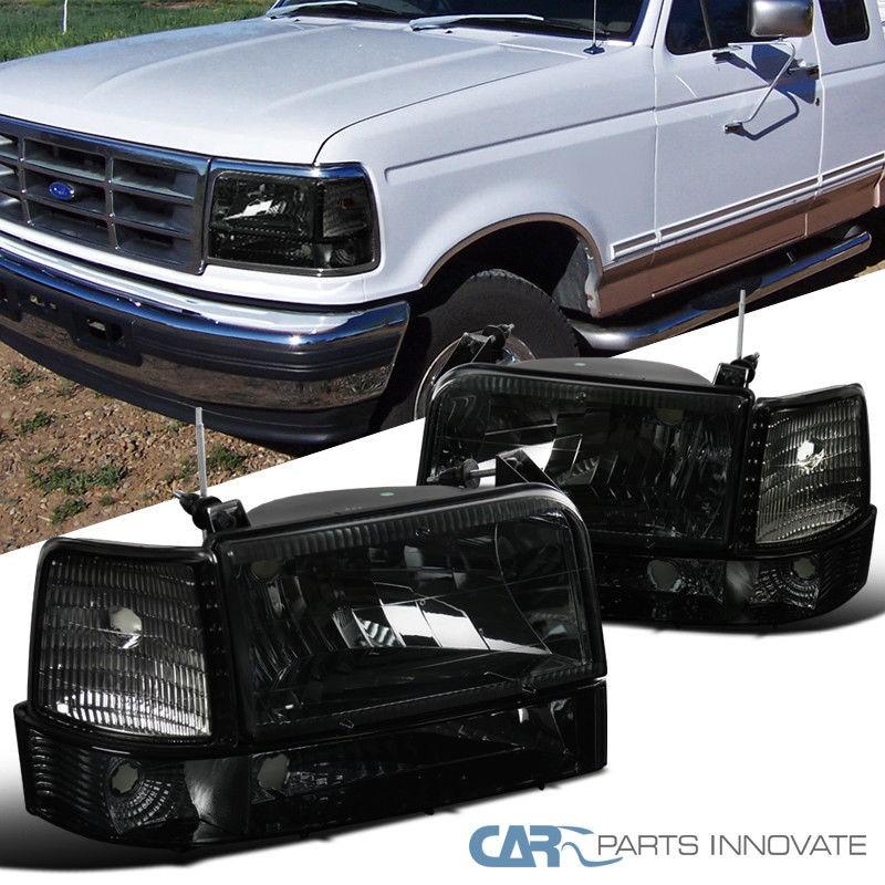 USコーナーライト 92-96 Ford F150 F250 F350ブロンコスモークヘッドライト+ブライト<wbr> </ wbr>、ライト+コーナ