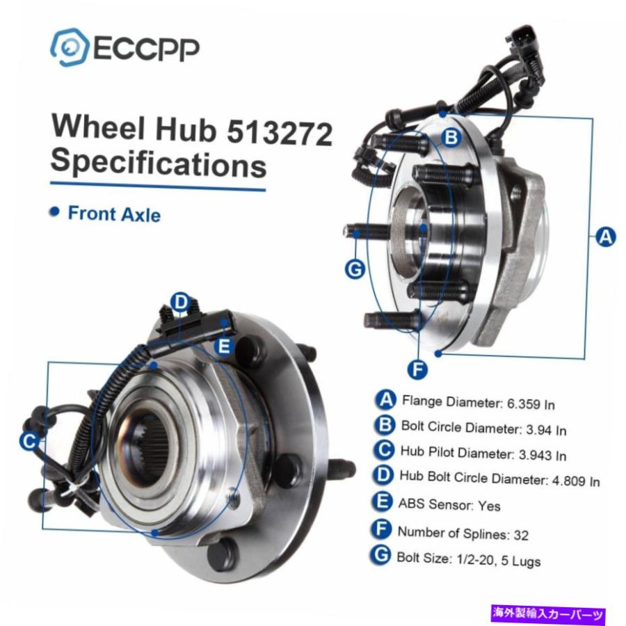 Wheel Hub Bearing Jeep Wrangler 2007 2008-2016ペア2前輪ベアリングハブアセンブリw/abs For Jeep Wrangler 2007 2008-2016 Pair 2 Front Wheel Beaの画像