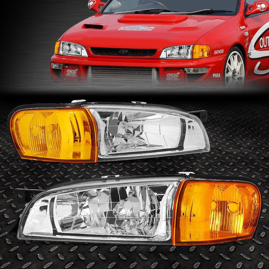 USフォグライト CHROME CLEAR HEADLIGHT + AMBE <wbr> </ wbr> 97-01 SUBARU IMPREZA用Rの画像