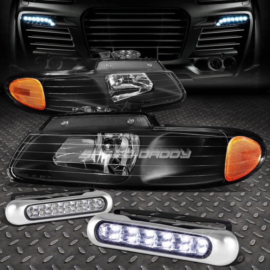 USフォグライト BLACK HOUSING HEADLIGHT + AMBE <wbr> </ wbr> Rコーナー+ 96-99カラフル用LEDグ