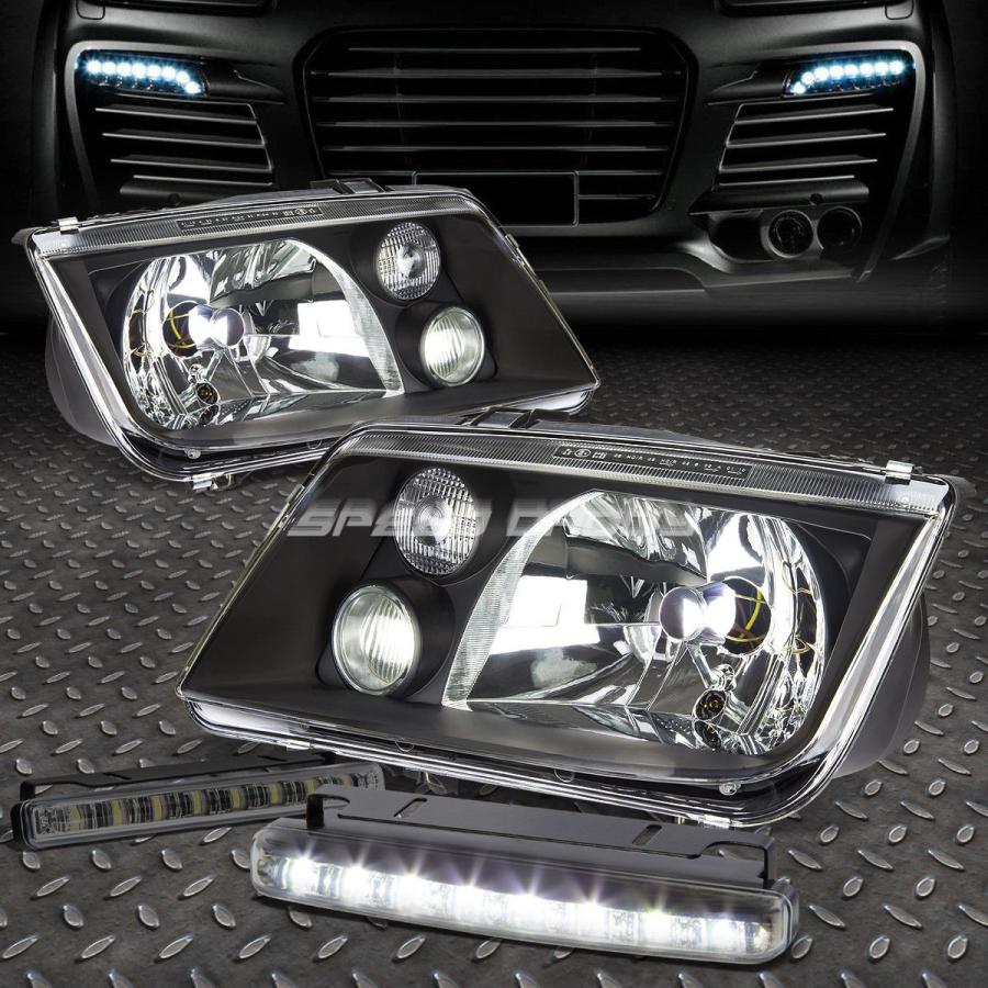 USフォグライト BLACK HOUSING HEADLIGHT LAMP + JETTA / BORA 99-05 VWのための8つのLED SMO