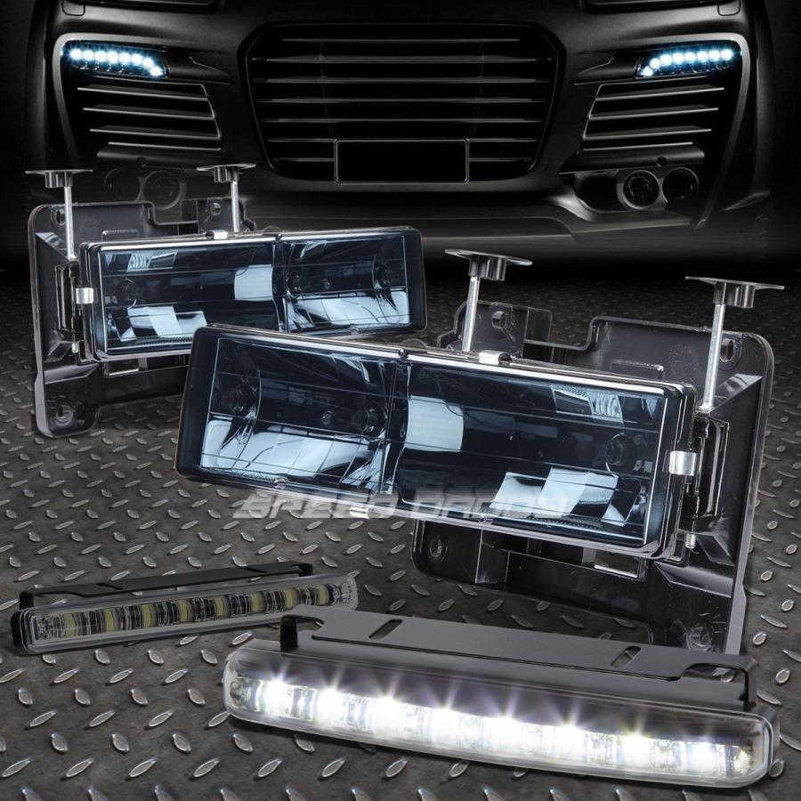 USフォグライト SMOKED HOUSING HEADLIGHT + 88-98 C / Kのための8つのLED SMOKE FOGライトCHEVY