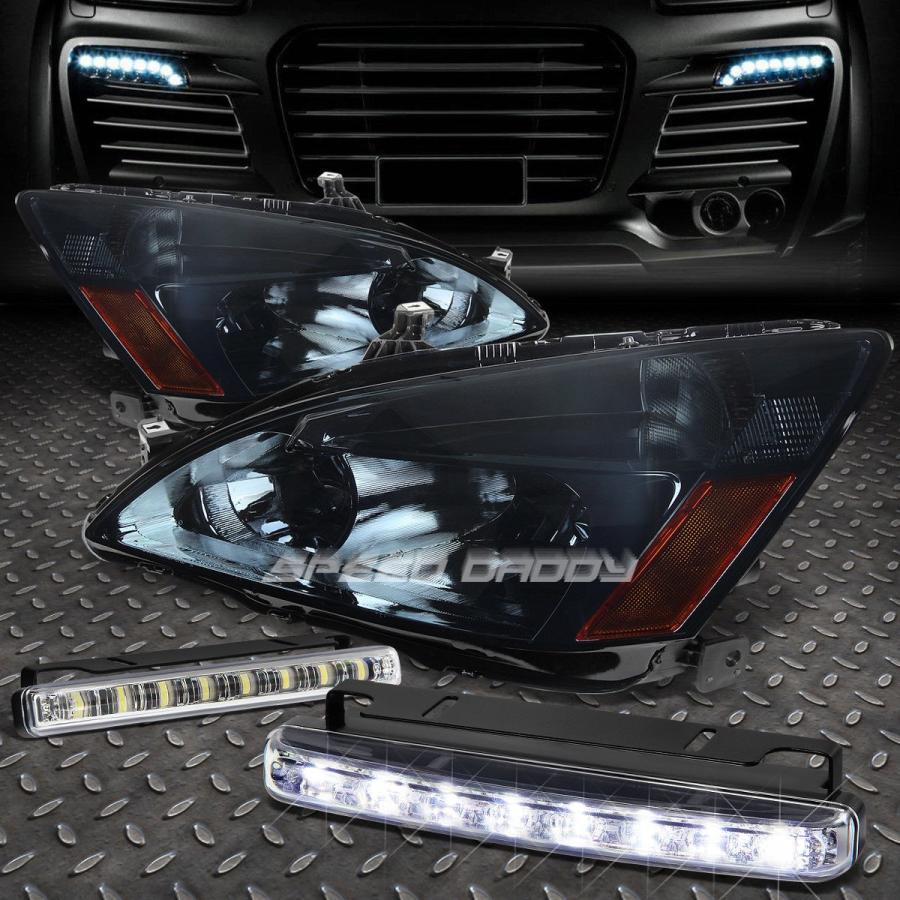 USフォグライト SMOKED HOUSING HEADLIGHTアンバーコーナー+ 03-07アコーディオン用LEDグリルフォグライト8 SMOKE