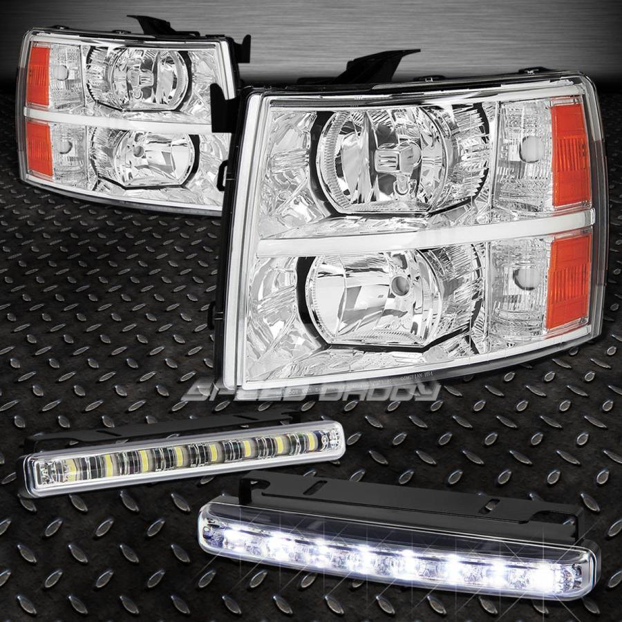USフォグライト シグナルバンパーランプ+ヘッドライトクロームハウジング+ LEDフォグライトフィット07-13 SILVERADO SIGNAL B
