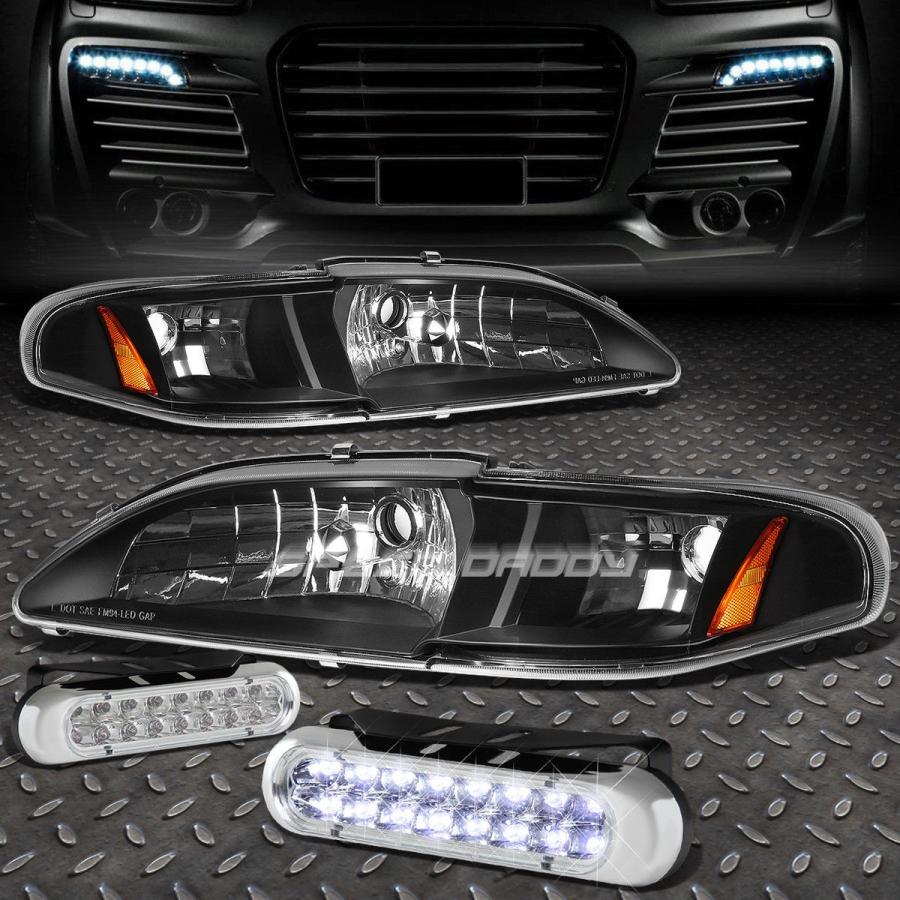 USフォグライト BLACK HOUSING HEADLIGHT + CORN \u003cwbr\u003e 94-98 MUSTANG GT / SVT用ER + 1