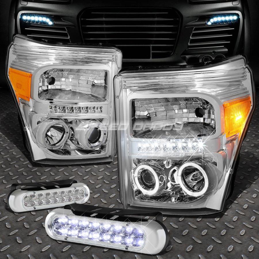 USフォグライト CHROME HOUSING LEDハローヘッドライト+ 11-16スーパーライト用16 LEDグリルフォグライト CHROME H