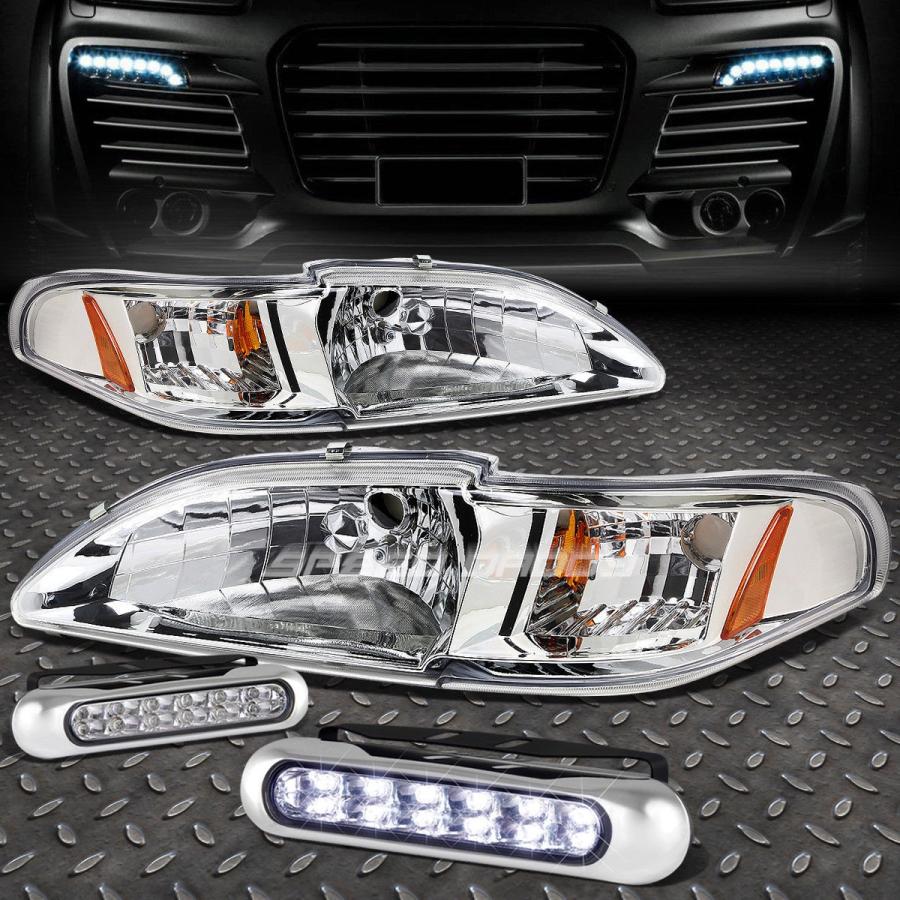 USフォグライト CHROME HOUSING HEADLIGHT + CORN \u003cwbr\u003e \u003cbr /\u003e 94-98 MUSTANG GT / SV