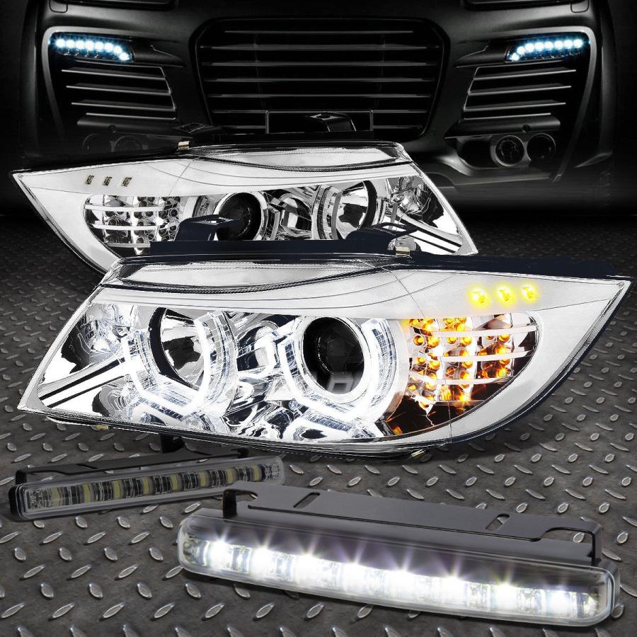 USフォグライト クロームハロープロジェクターヘッドライト+コーナー<wbr> </ wbr> 09 + 12 BMW E90用ER + 8 LED
