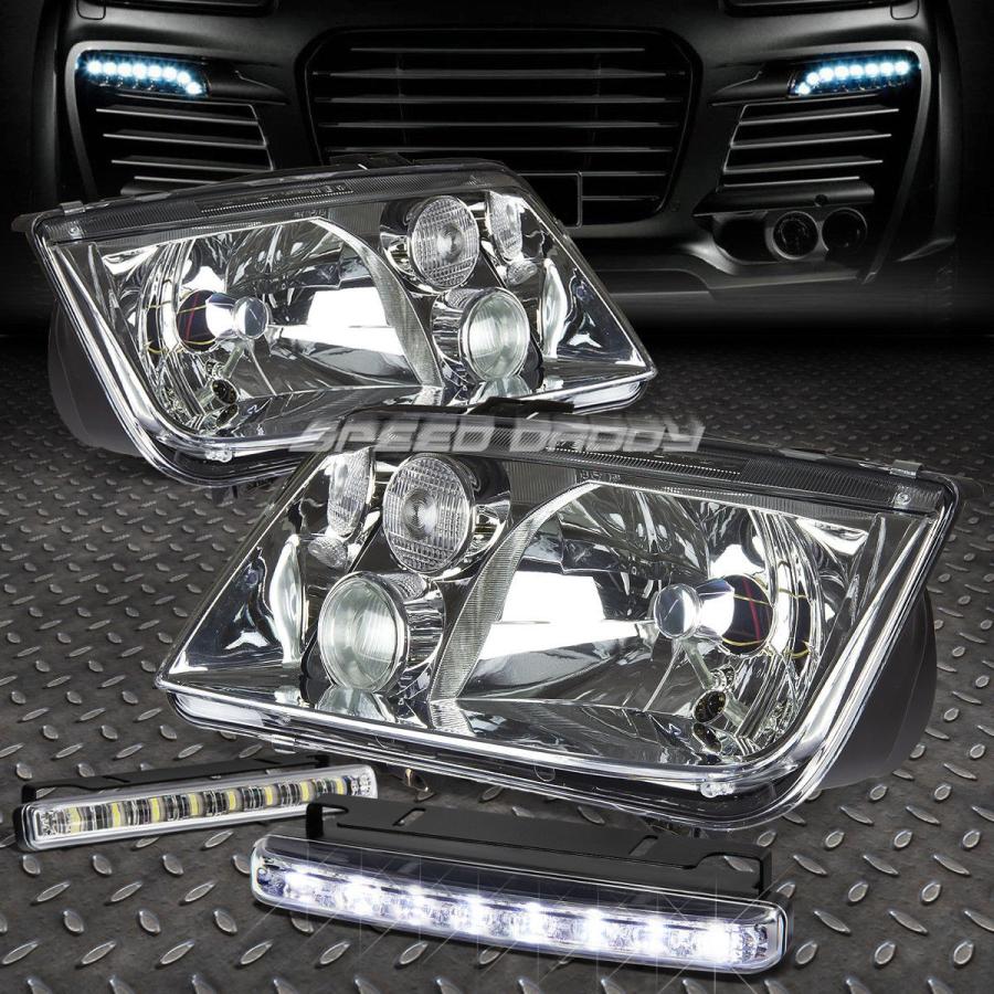 USフォグライト CHROME HOUSING HEADLIGHT LAMP + 99-05 VW JETTA / BORAのための8つのLEDグリル
