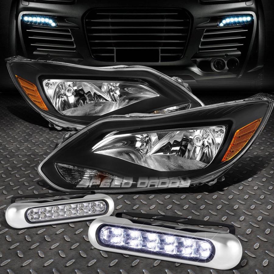 USフォグライト BLACK HEADLIGHT + AMBE \u003cwbr\u003e \u003c/ wbr\u003e Rコーナー信号+ 12-14フォードフォーカス用LEDグリ