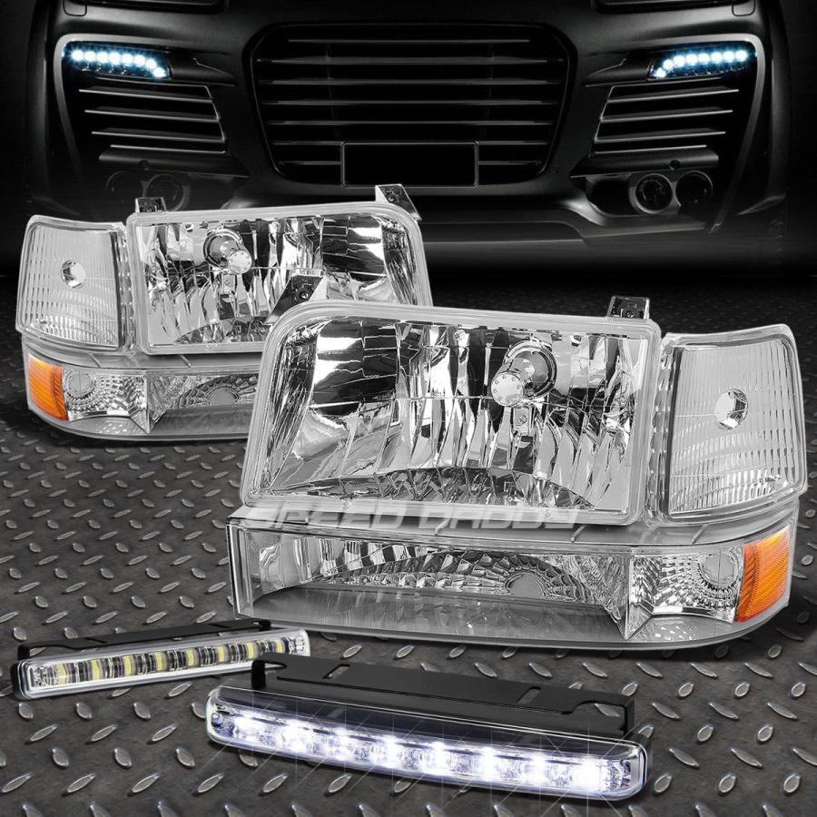 USフォグライト CHROME LENS HEADLIGHTアンバーコーナー+ 92-96 F-SERIESのための8つのLEDグリルフォグライト C