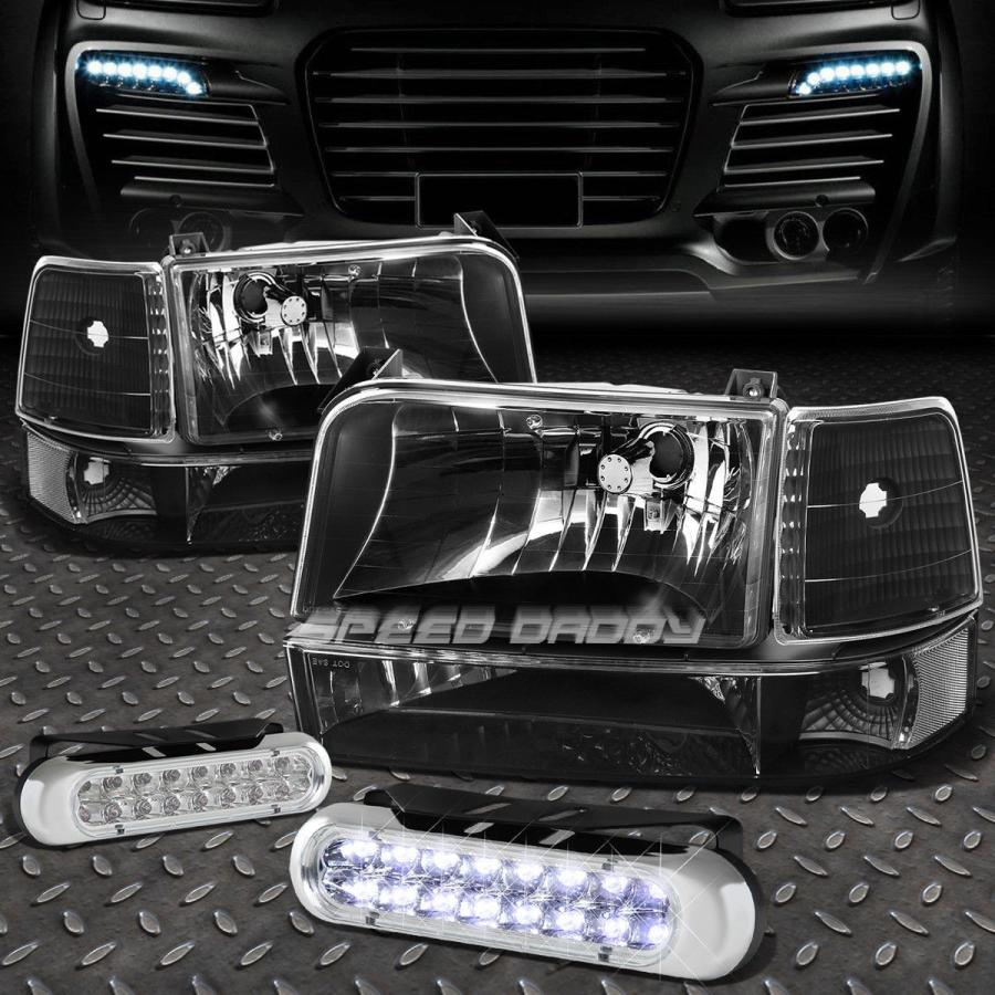 USフォグライト ブラックヘッドライトクリアコーナー16 LEDグリルフォグライト92-96 F-150/250/350 BLACK HEADLIGH