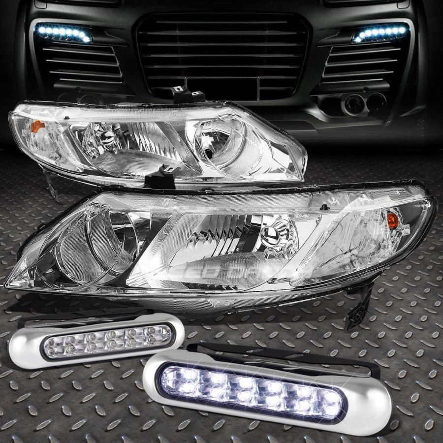USフォグライト CHROME HOUSING HEADLIGHT + CLEA \u003cwbr\u003e \u003c/ wbr\u003e R隅っこ+ 06-11シビックFDのた 自動車-ライト、レンズ