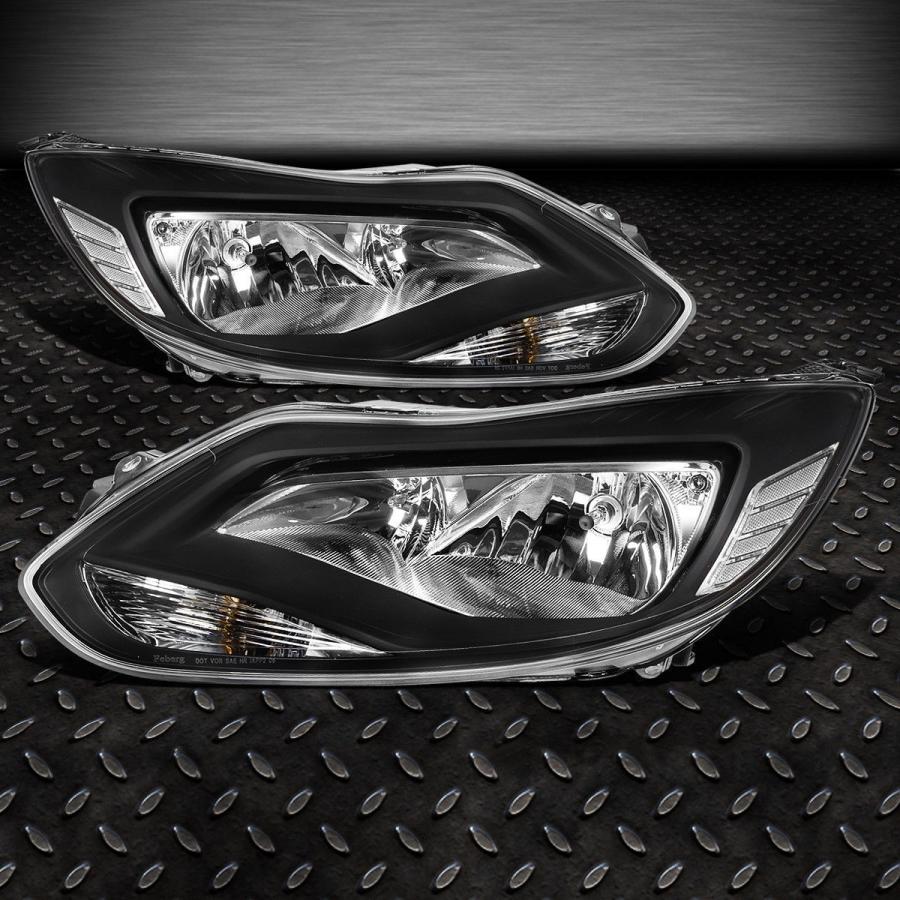 USフォグライト BLACK HEADLIGHT + CLEA <wbr> </ wbr> Rコーナー信号+ 12-14フォードフォーカス用LEDグリの画像