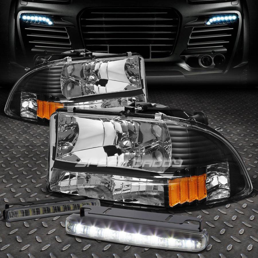 USフォグライト BLACK HOUSING HEADLIGHT + AMBE \u003cwbr\u003e \u003c/ wbr\u003e Rコーナー+ 97-04 DAKOTA用L