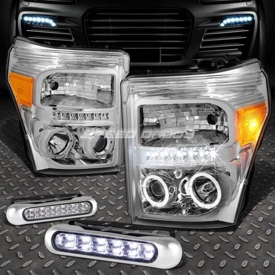 USフォグライト CHROME HOUSING LEDハローヘッドライト+ 11-16スーパーライト用12 LEDグリルフォグライト CHROME H