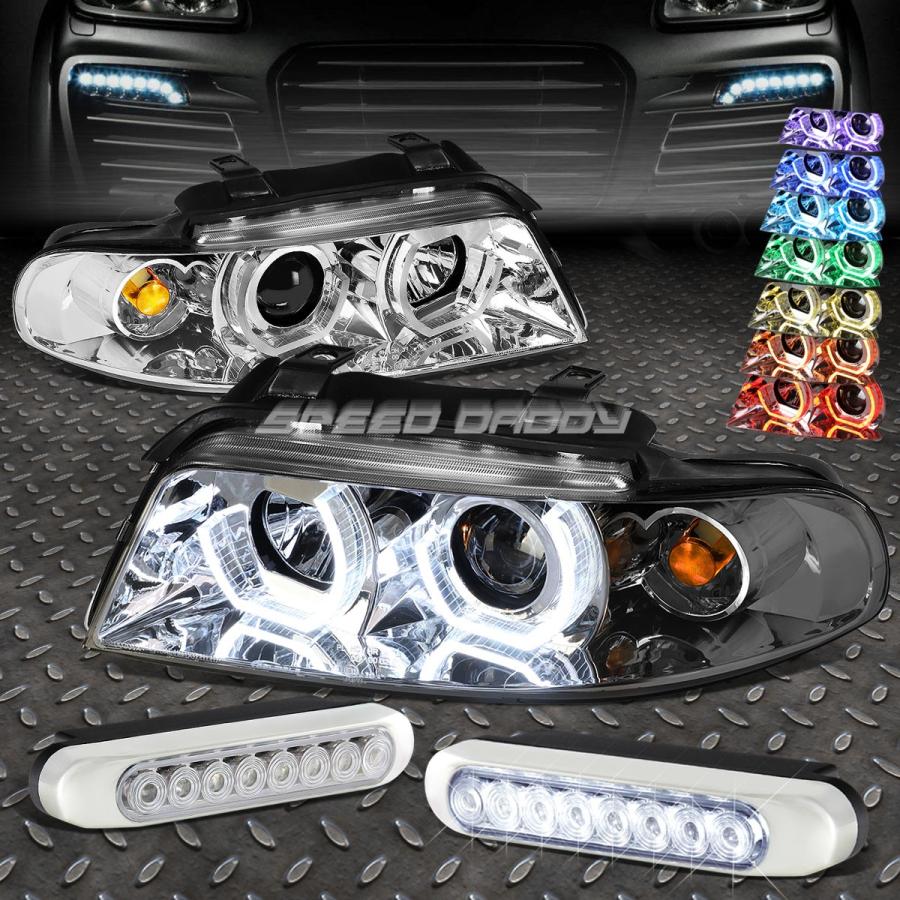 USフォグライト CHROME 3D RGBカラーハローヘッドライト+ 4 "8ホワイトLED FOGライトfor 96-01 A4 QUATTRO