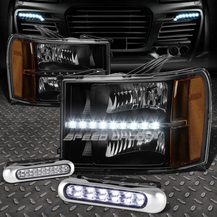 USフォグライト BLACK LENS LEDヘッドライト+アンバー<wbr> </ wbr> Rコーナー+ 07-14 GMT900用12 LEDグ