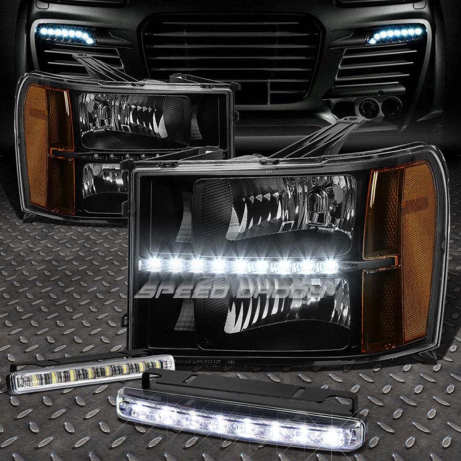 USフォグライト BLACK LENS LEDヘッドライト+アンバー<wbr> </ wbr> Rコーナー+ 07-14 GMT900用8 LEDグリ