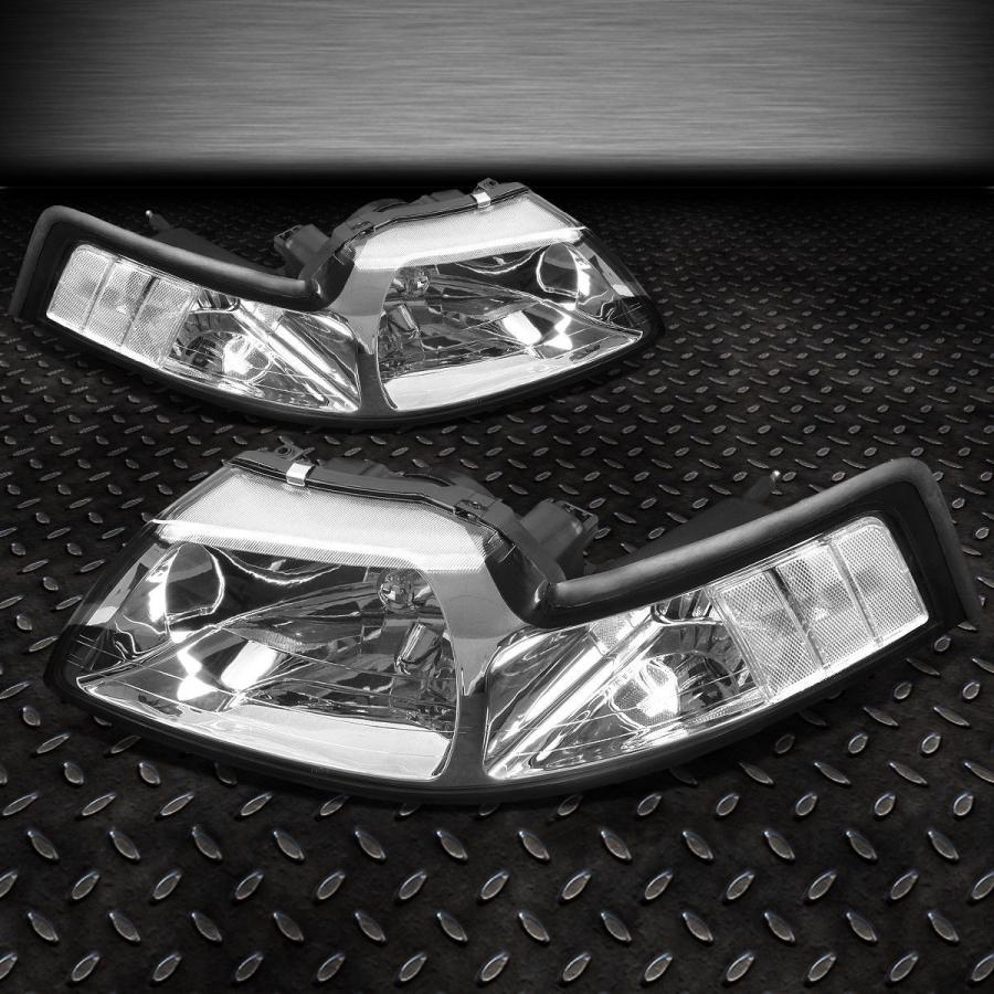 USフォグライト CHROME HEADLIGHT + CLEA \u003cwbr\u003e \u003c/ wbr\u003e Rコーナー+ 99-04フォードミューズング用LED S_1