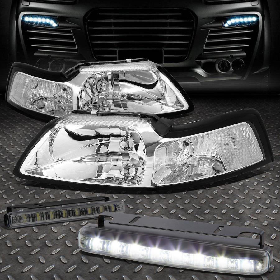 USフォグライト CHROME HEADLIGHT + CLEA \u003cwbr\u003e \u003c/ wbr\u003e Rコーナー+ 99-04フォードミューズング用LED S