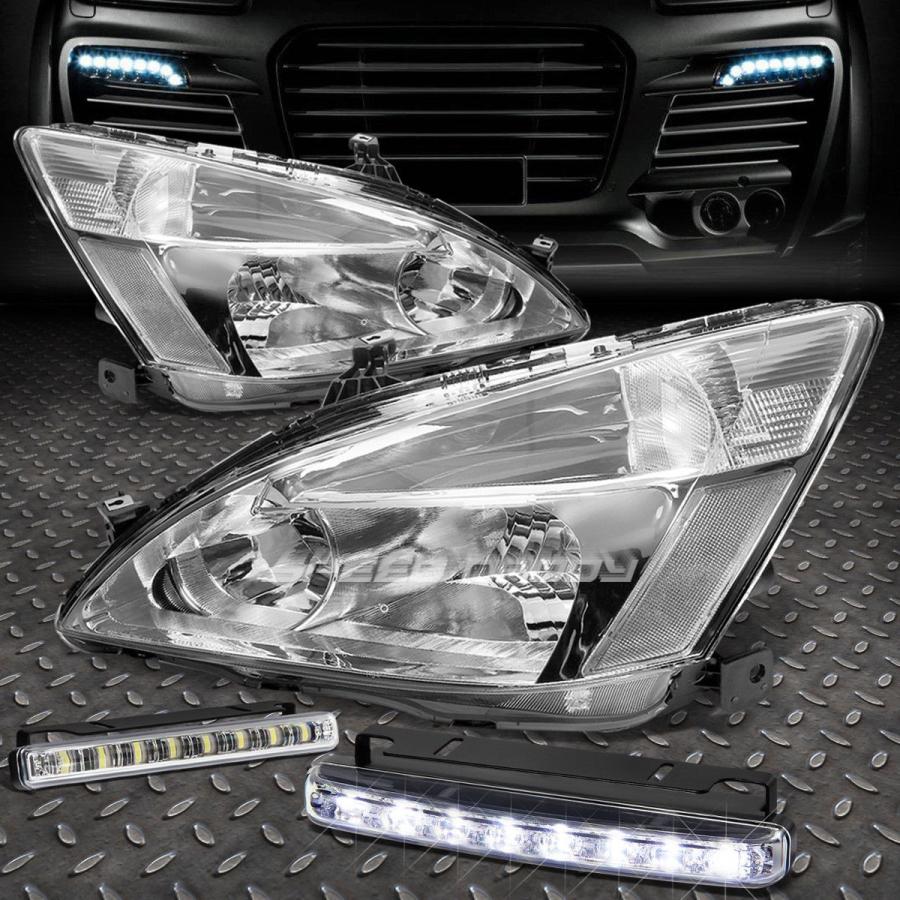 USフォグライト CHROME HOUSING HEADLIGHT + CLEA \u003cwbr\u003e \u003c/ wbr\u003e R隅っこ+ 03-07手風琴用 車、バイク、自転車-ライト、レンズ-自動車