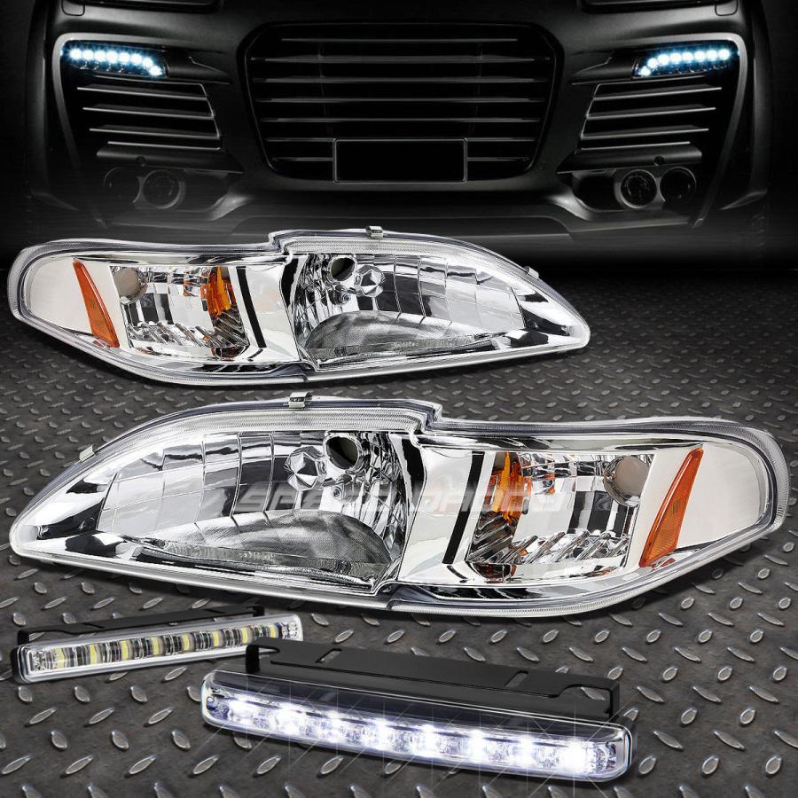 USフォグライト CHROME HOUSING HEADLIGHT + CORN \u003cwbr\u003e 94-98 MUSTANG GT / SVT用ER +