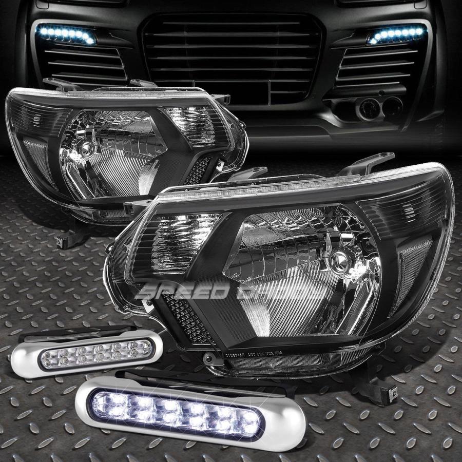 USフォグライト BLACK HOUSING HEADLIGHT + CLEA <wbr> </ wbr> Rコーナー+ 12-15タコマ用LEDグリ