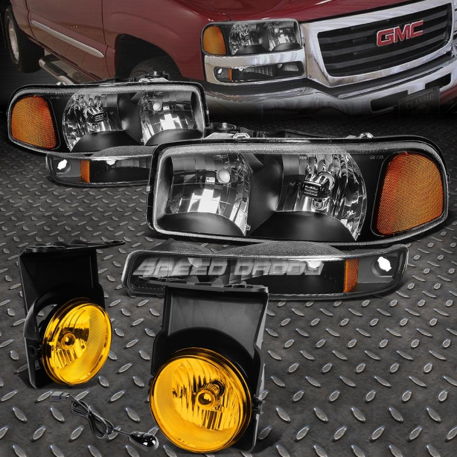 USフォグライト ブラックアンバーバンパーヘッドライト+イエロー<wbr> </ wbr> OWレンズFOGライト+ 03-06 GMC SIERRA