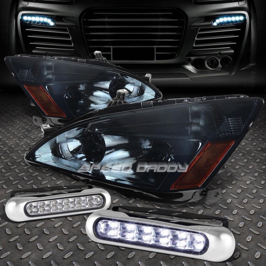 USフォグライト SMOKED HOUSING HEADLIGHT琥珀色隅っこ+ 03-07手風琴用LEDグリルフォグライト SMOKED 自動車-ライト、レンズ