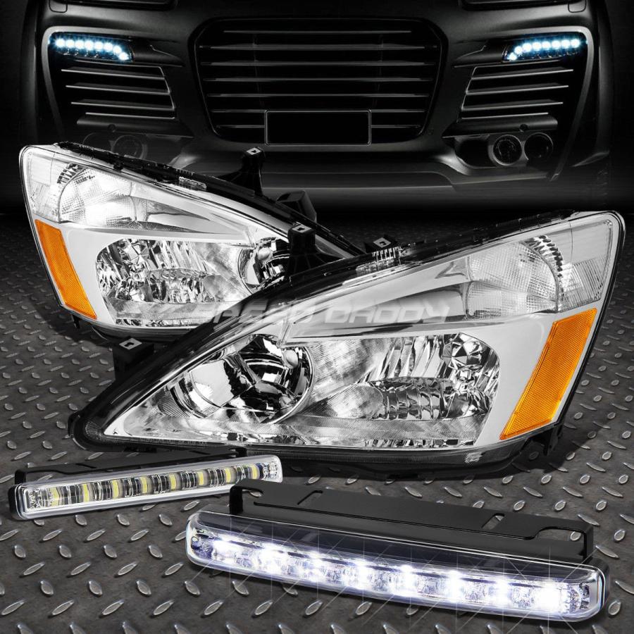 USフォグライト CHROME HOUSING HEADLIGHT琥珀色隅っこ+ 03-07手風琴用8 LEDグリルフォグライト CHRO その他ライト-ライト、レンズ