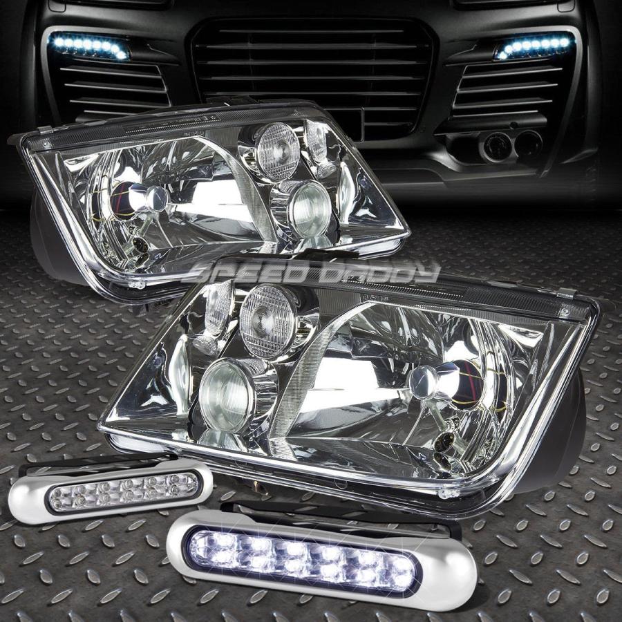 USフォグライト CHROME HOUSING HEADLIGHT LAMP + JETTA / BORA 99-05 VW用LEDグリルフォグライト