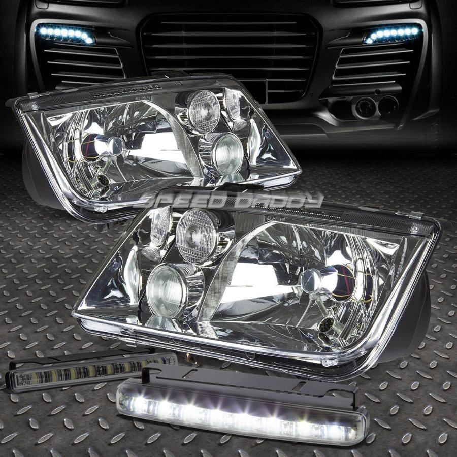 USフォグライト CHROME HOUSING HEADLIGHT LAMP + 99-05 VW JETTA / BORAのための8個のLED煙霧ラ