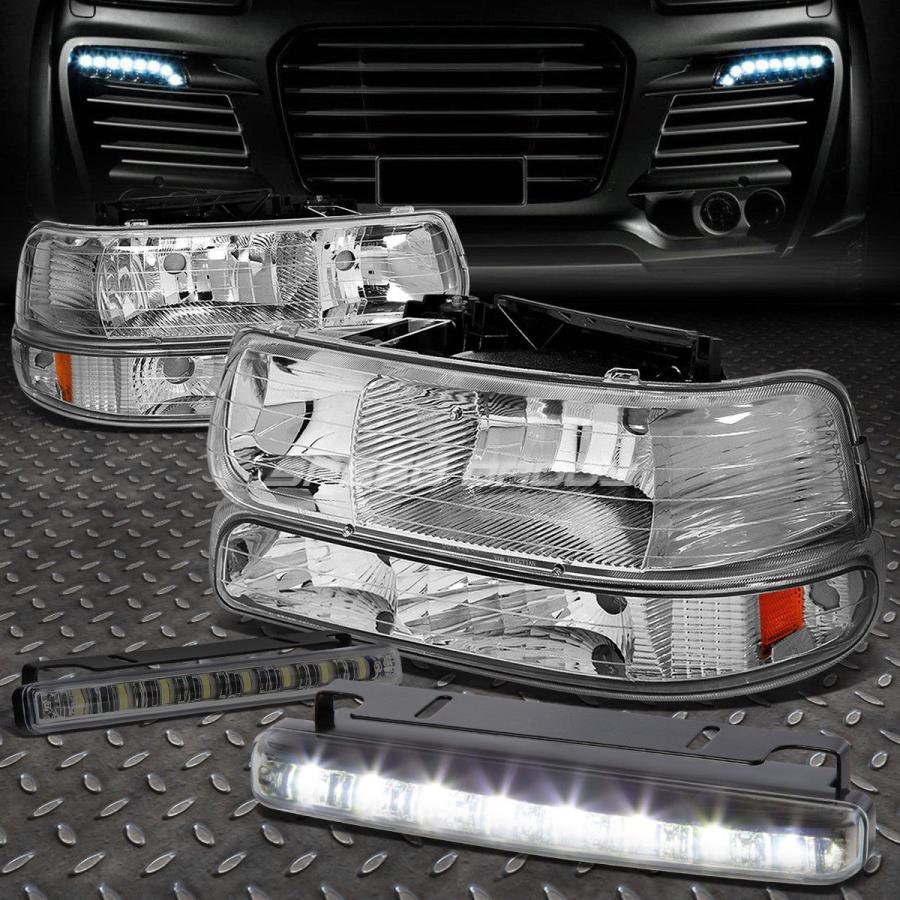 USフォグライト CHROME HOUSINGアンバーシグナルヘッドライト+ 9-02 SILVERADO用LED SMOKE FOGライト CHRO
