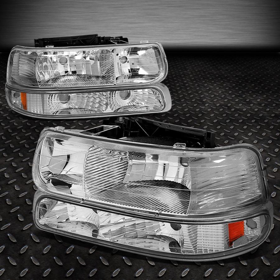 USフォグライト CHROME HOUSINGアンバーシグナルヘッドライト+ 9-02 SILVERADO用LED SMOKE FOGライト CHRO_1