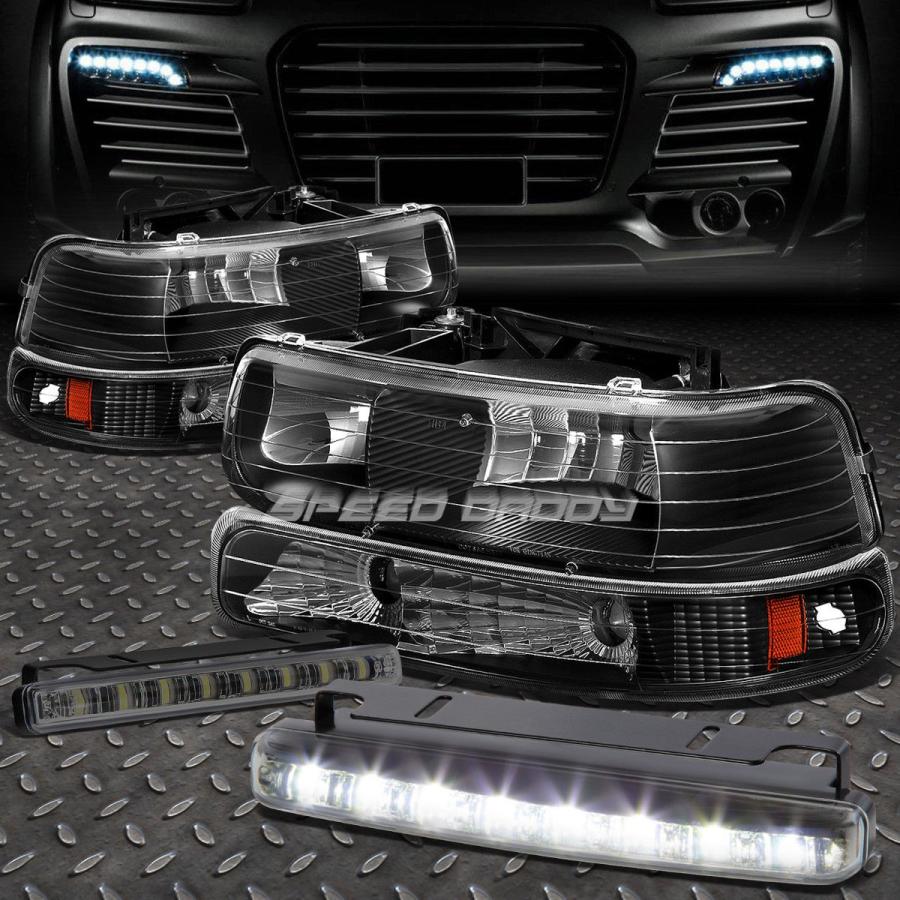 USフォグライト 黒い住宅のアンバーシグナルヘッドライト+ 99-02シルバーダストのための8つのLED煙霧ライト BLACK HOUSING AMB