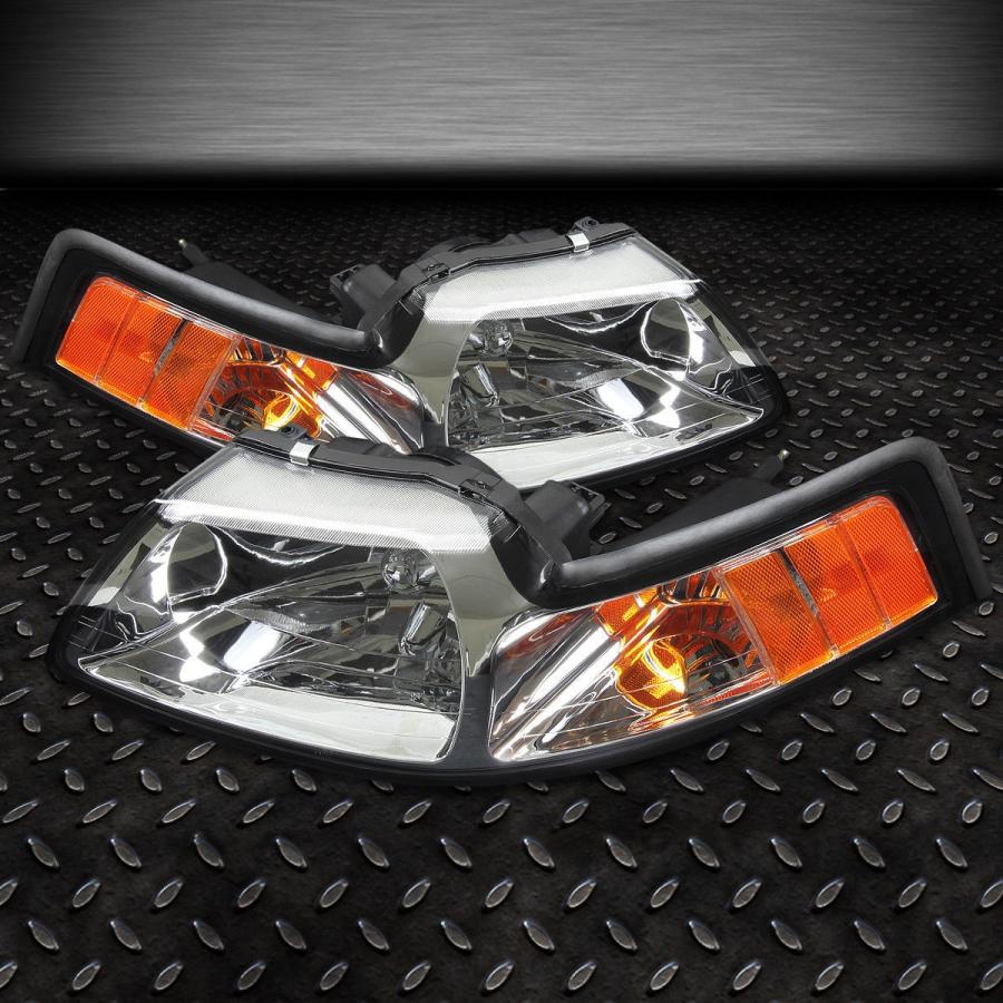 USフォグライト CHROMEレンズHEADLIGHTアンバーコーナー+ 99-04 MUSTANG SN95用12グリルフォグライト CHROME_1