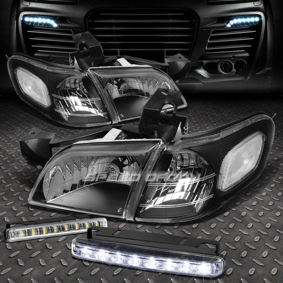 USフォグライト BLACK HOUSING HEADLIGHT + CLEA <wbr> </ wbr> Rコーナー+ 97-05ベンチャー用LED