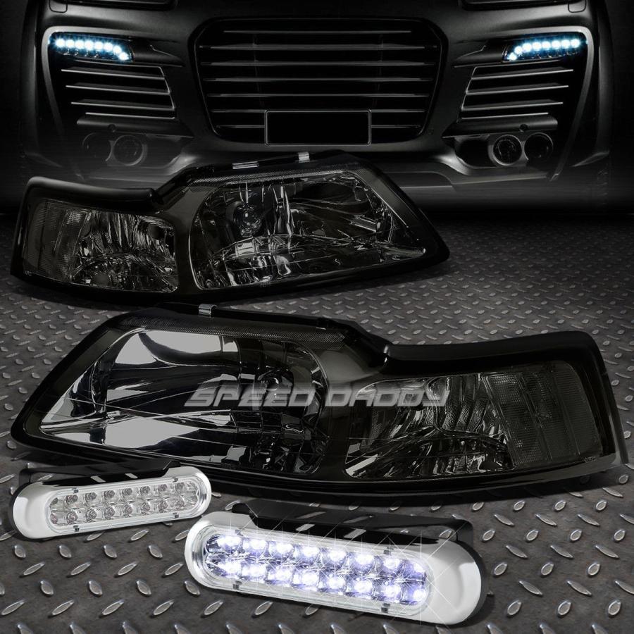 USフォグライト SMORKED HOUSING HEADLIGHT + CLEA \u003c/ wbr\u003e Rコーナー+ 99-04 MUSTANG用16 L