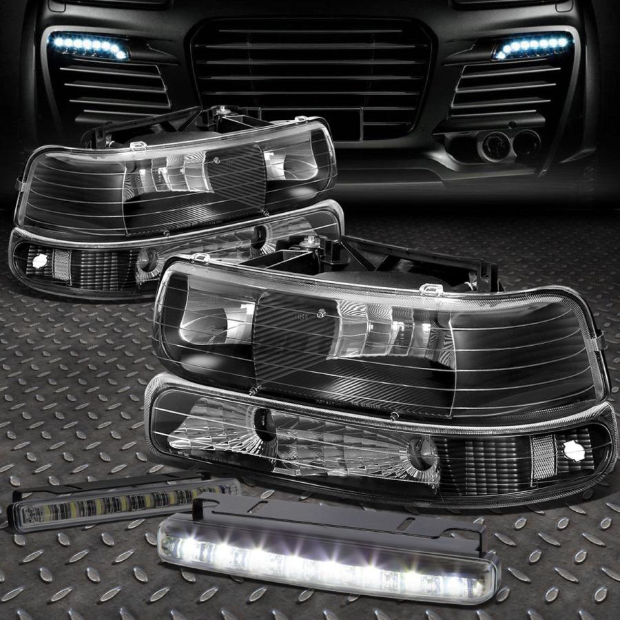 USフォグライト ブラックハウジングヘッドライトクリアコーナー+ 9-02 SILVERADO用LED SMOKE FOGライト BLACK HOUS